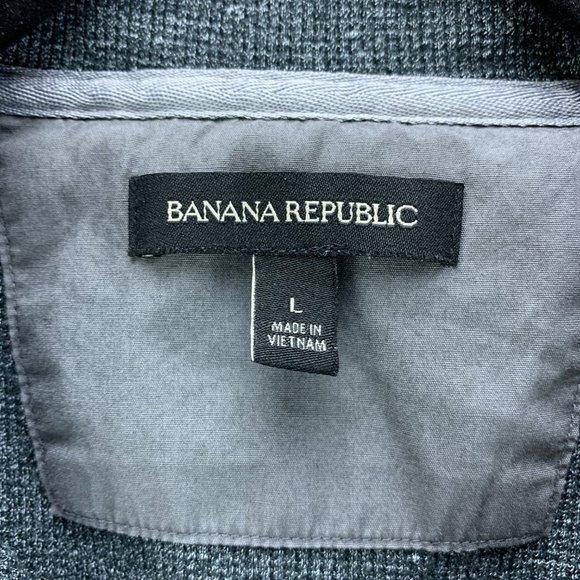 **SOLD**Banana Republic Mens Shirt Large Gray Long Sleeve Thermal Snap Pockets - Picture 11 of 12